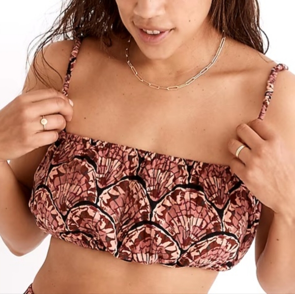 🐙MADEWELL LIGHTESTSPUN COVER-UP BUBBLE CROP TOP IN PAINTED SEASHELLS SIZE M - Picture 3 of 9